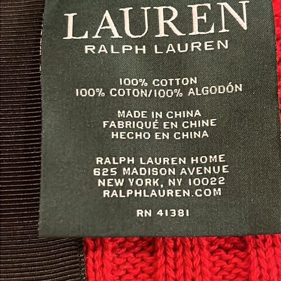 Ralph Lauren Cotton Ringspun Knit Throw Blanket red 50”x70” new - Picture 7 of 8